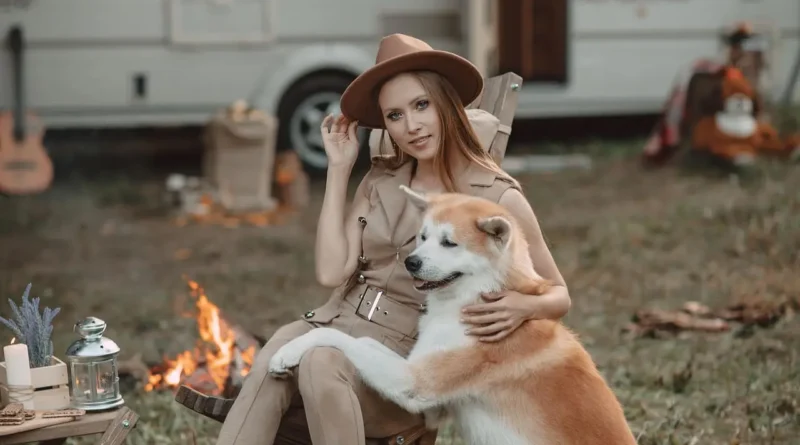 pet-friendly campgrounds in Saskatchewan - dog walking beside a campsite